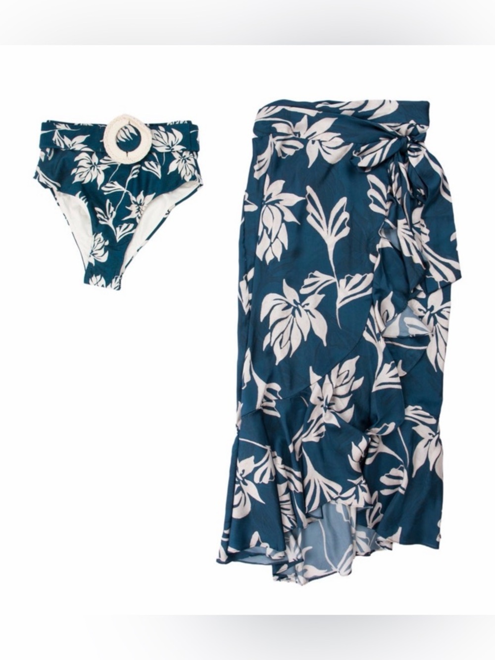 PatBO Artichoke High Waist Bikini Bottom & Skirt XS W/Tags